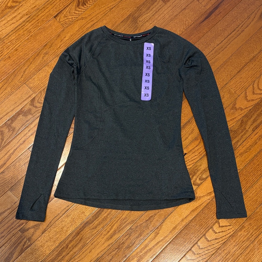 Spyder Women's Long-Sleeve Crew Top in dark grey